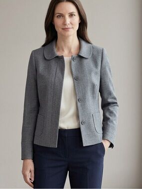 Ann Taylor LOFT 100% Wool Blazer Size 6 Gray Officially workwear with Pockets